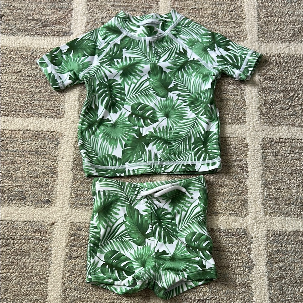 Janie & Jack Tropical Green Baby Swim Set 3-6M